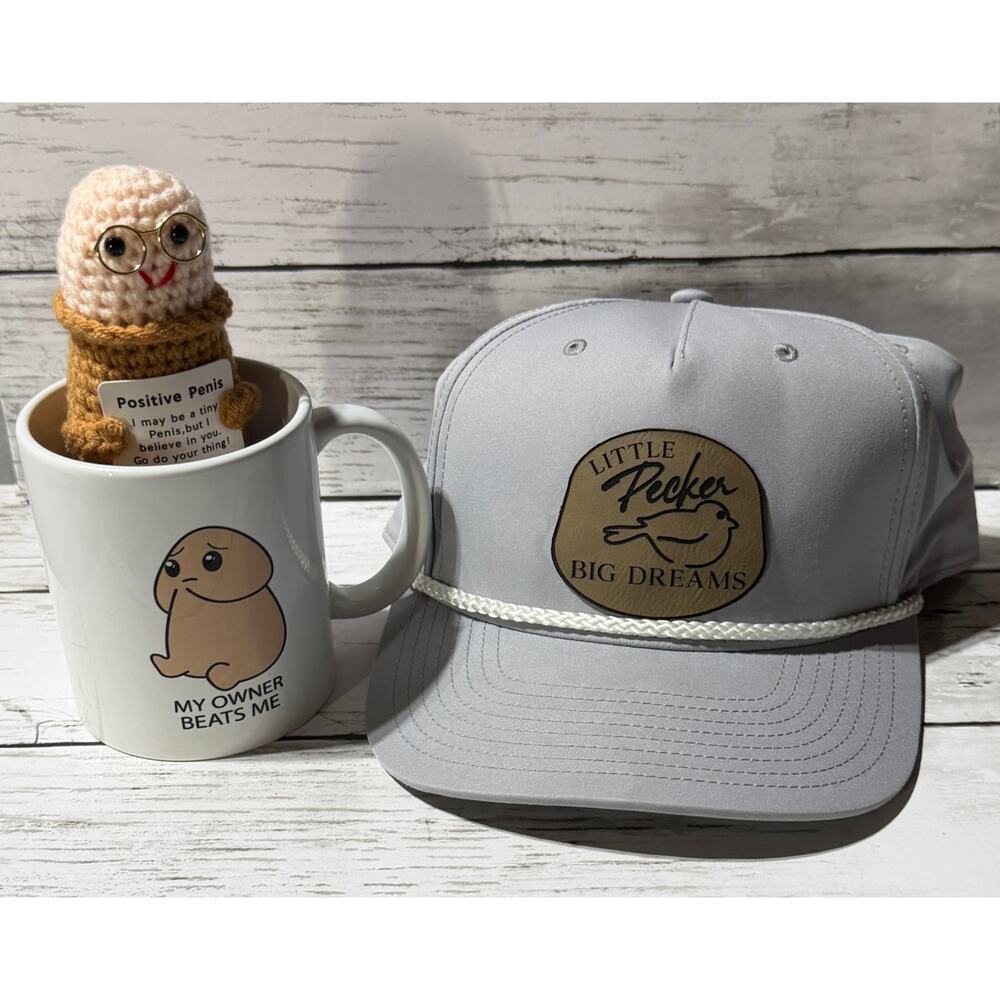 NEW Richardson Little Pecker Club Gray Baseball Cap, Mug and Keychain Gag Gifts